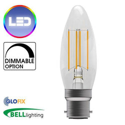 BayonetCap(B22)22mm - BELL Lighting 4W LED Filament Clear Candle 470 Lumens (Bayonet Cap) Replaces 40W