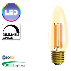 Edison Screw Cap (E27) 27mm - BELL Lighting 4W LED Vintage Candle 300 Lumens (Edison Screw Cap)