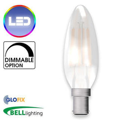 Small Bayonet Cap (B15) 15mm - BELL Lighting 4W LED Filament Satin Candle 470 Lumens (Small Bayonet Cap) Replaces 40W
