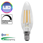 Small Edison Screw Cap (E14) 14mm - BELL Lighting 4W LED Filament Clear Candle 470 Lumens (Small Edison Screw) Replaces 40W