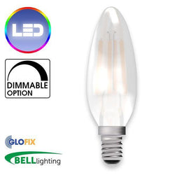 Small Edison Screw Cap (E14) 14mm - BELL Lighting 4W LED Filament Satin Candle 470 Lumens (Small Edison Screw) Replaces 40W
